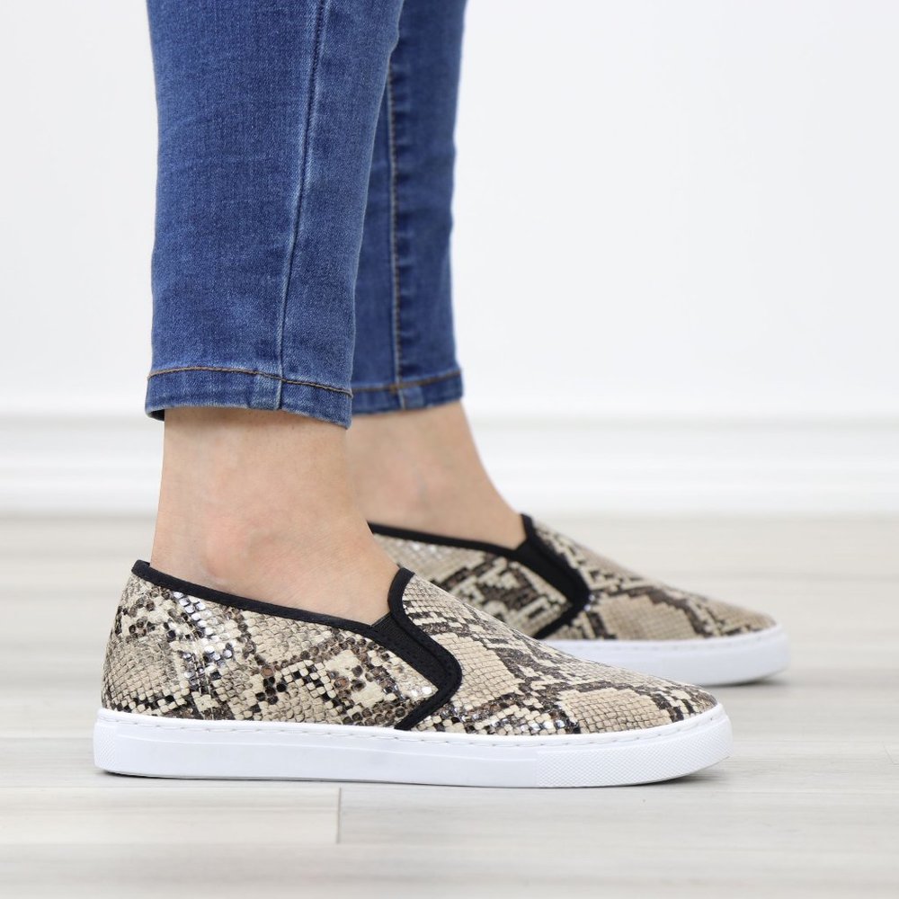 Snake Python Skin Print Fashion Slip On Sneakers Shoes - Picture 7 of 14